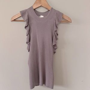 NWOT H&M Lavender Knit Racerback Top with Ruffles Size XS